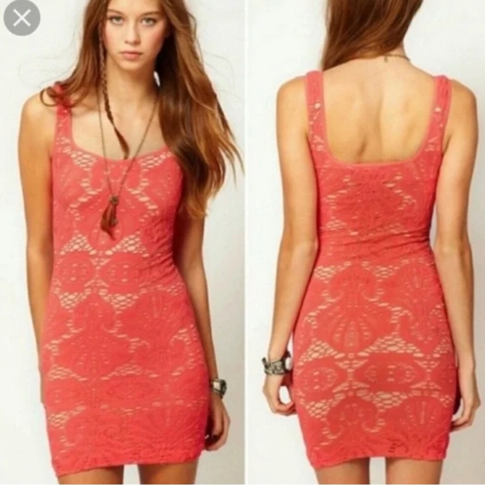 NWT Free People Red crochet bodycon dress